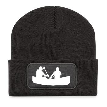 Canoë à rames - Design - Beanie recyclé à patch - charbon - Devant