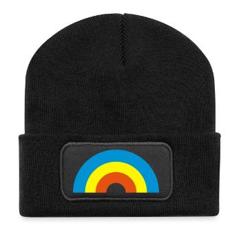 Regenbogen - Recycelte Patch Beanie - Schwarz - Vorne