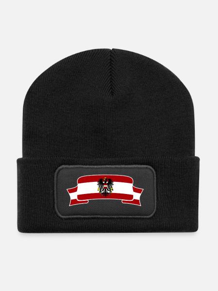 Österreich - Recycelte Patch Beanie - Schwarz