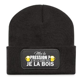 moi la pression - Beanie recyclé à patch - charbon - Devant