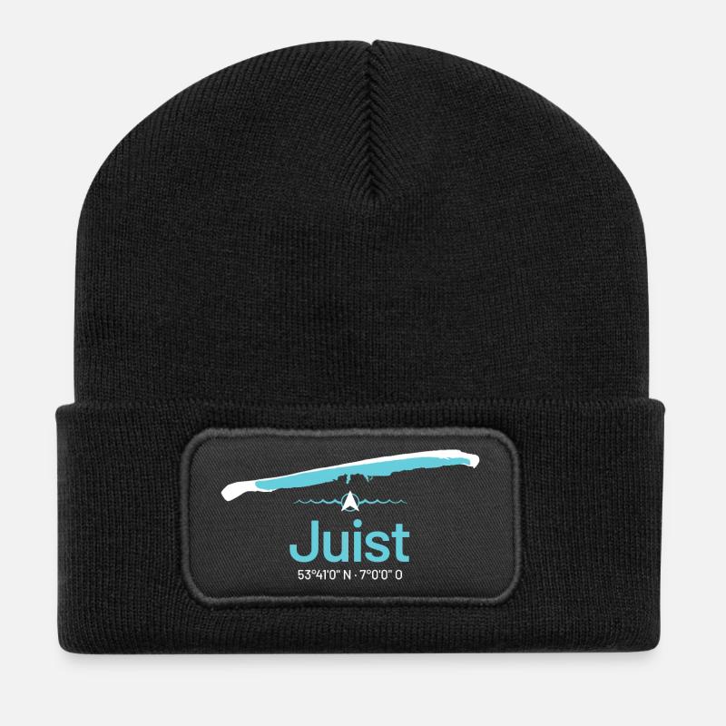 Juist | Design-Landkarte - Recycelte Patch Beanie - Schwarz