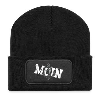 MOIN Anker für den Captain der Meere - Recycelte Patch Beanie - Schwarz - Vorne