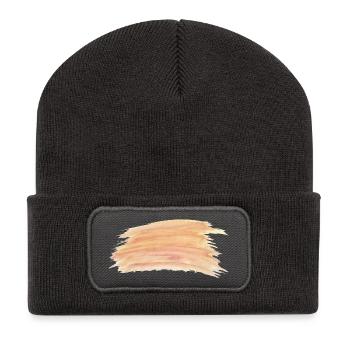 Peach Watercolor Stripes - Recycled Patch Beanie - dark grey - Front