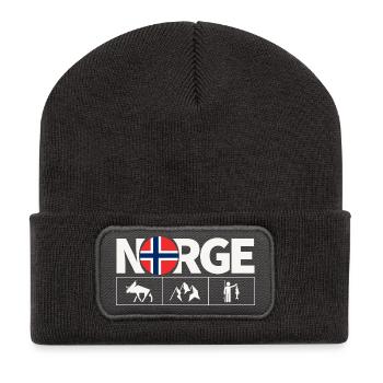 Drapeau norvégien Orignal Pêche Fjord - Beanie recyclé à patch - charbon - Devant