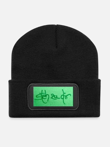 steh zu dir - Recycelte Patch Beanie - Schwarz