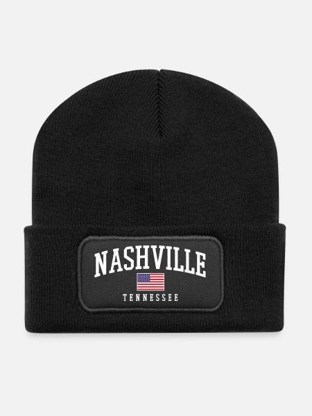 Nashville Vintage Bogen USA-Flagge - Recycelte Patch Beanie - Schwarz