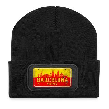 Enseigne vintage Barcelone Espagne - Beanie recyclé à patch - noir - Devant