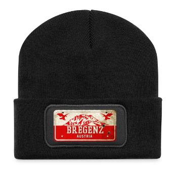 Bregenz Österreich Vintage Schild - Recycelte Patch Beanie - Schwarz - Vorne