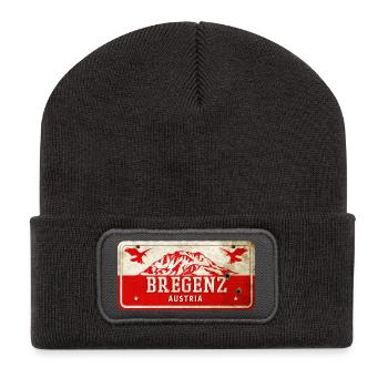 Bregenz Österreich Vintage Schild - Recycelte Patch Beanie - Dunkelgrau - Vorne