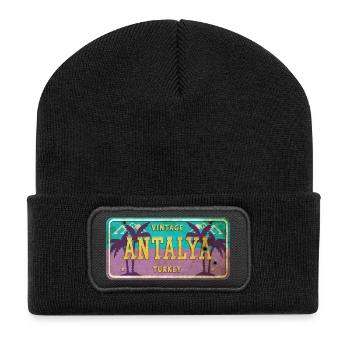 Enseigne vintage Antalya Turkey Beach - Beanie recyclé à patch - noir - Devant