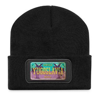 Yugoslavia vintage sign - Recycled Patch Beanie - black - Front