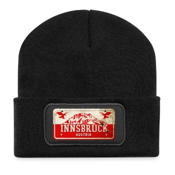 Innsbruck Austria vintage sign - Recycled Patch Beanie - black - Front