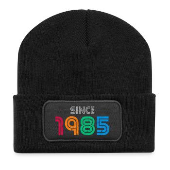 Seit 1985 | Vintage-Retro-Farbenes Jahr - Recycelte Patch Beanie - Schwarz - Vorne
