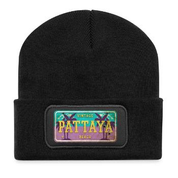 Pattaya Thailand Vintage Schild - Recycelte Patch Beanie - Schwarz - Vorne