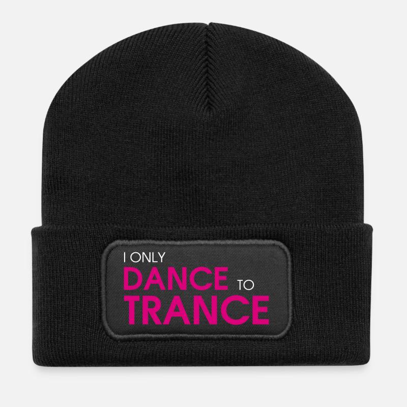 I Only Dance To Trance (pink) - Recycled Patch Beanie - black