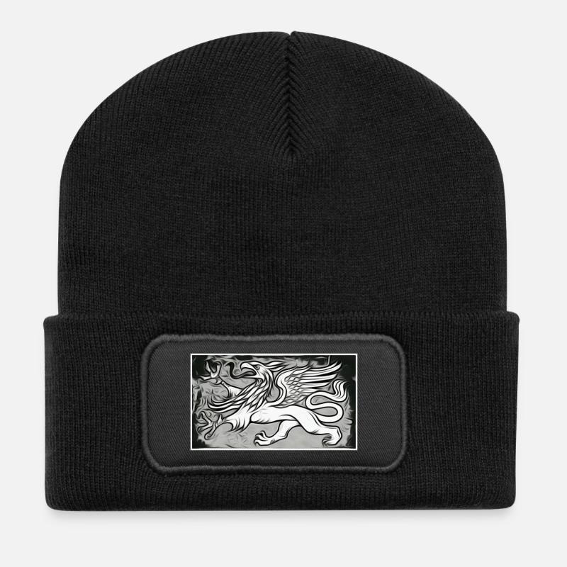 Ein Greif in grau - Recycelte Patch Beanie - Schwarz