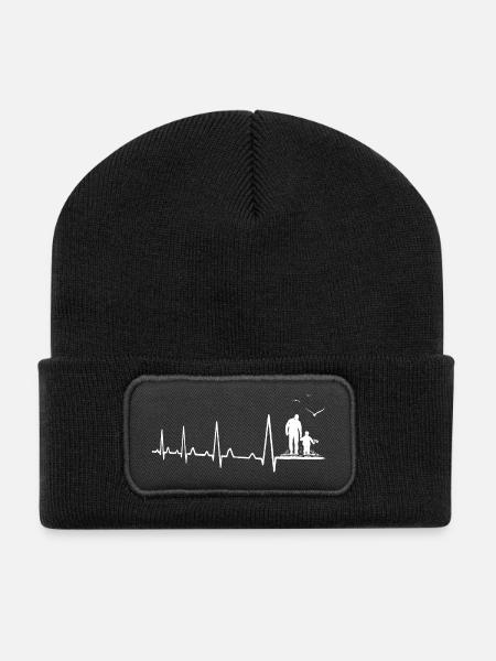 Vater und Sohn Tochter Kind Herzschlag - Recycelte Patch Beanie - Schwarz