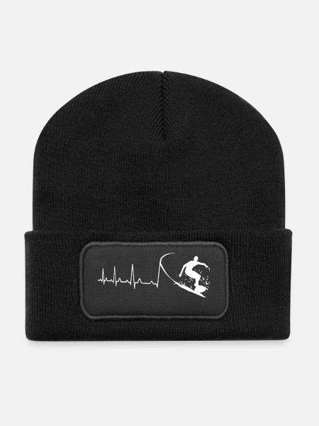Battement de cœur du surfeur - Beanie recyclé à patch - noir