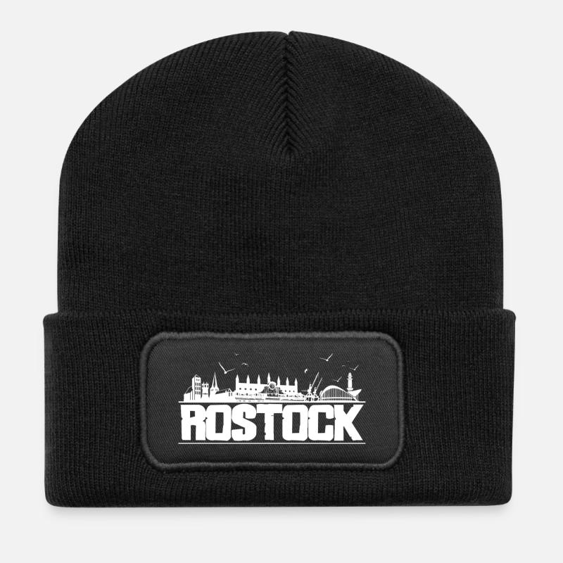Rostock - Skyline - Recycelte Patch Beanie - Schwarz