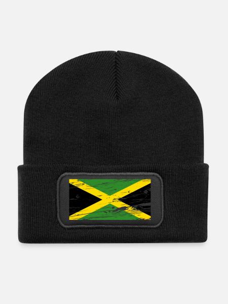 Jamaica Flagge - Recycelte Patch Beanie - Schwarz