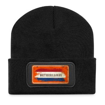 Niederlande Vintage Flaggen Schild - Recycelte Patch Beanie - Schwarz - Vorne