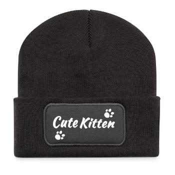 Cute Kitten hell, Tier Tatzen, für mama - Recycelte Patch Beanie - Dunkelgrau - Vorne