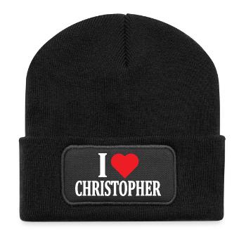t-shirt I love Christopher t-shirt gift idea - Recycled Patch Beanie - black - Front