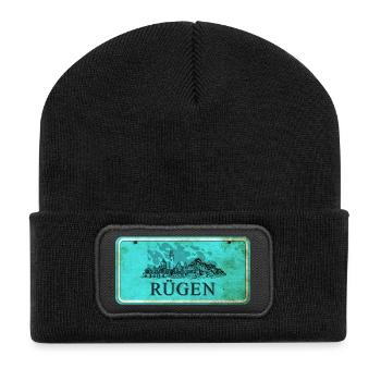 Enseigne vintage Rügen - Beanie recyclé à patch - noir - Devant