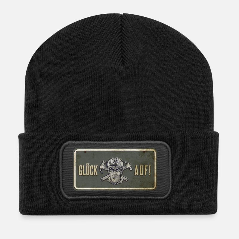 Glück auf Ruhrpott Schild - Recycelte Patch Beanie - Schwarz