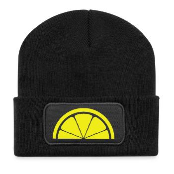 Zitrone Design - Recycelte Patch Beanie - Schwarz - Vorne