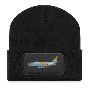 F-86 Sabre - Recycelte Patch Beanie - Schwarz - Vorne