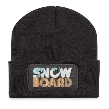 Neige et planche - Beanie recyclé à patch - charbon - Devant