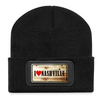 I Love Nashville Vintage Sign - Recycled Patch Beanie - black - Front