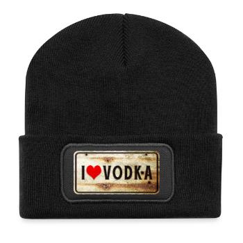 I love vodka vintage sign - Recycled Patch Beanie - black - Front