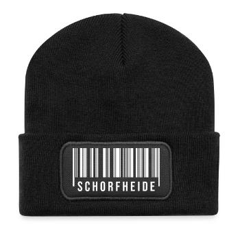 Schorfheide Strichcode - Recycelte Patch Beanie - Schwarz - Vorne