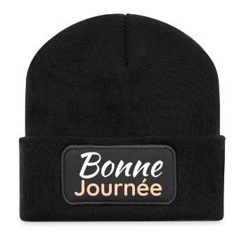 bonne journée - Beanie recyclé à patch - noir - Devant