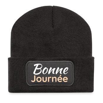 bonne journée - Beanie recyclé à patch - charbon - Devant
