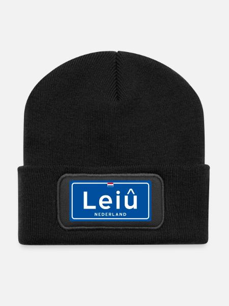 Leiu (Leiden) town sign - Recycled Patch Beanie - black