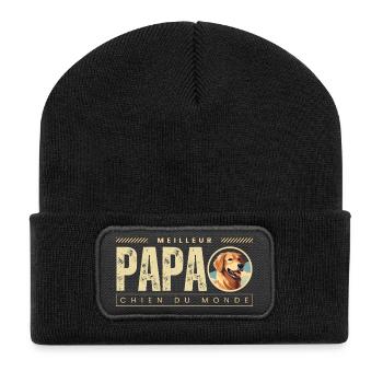 Meilleur Papa Chien Du Monde - Beanie recyclé à patch - noir - Devant