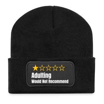 Adulting - Would Not Recommend - One Star Rating - Recycled Patch Beanie - black - Front