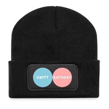 HAPPY BIRTHDAY. HAPPY BIRTHDAY. ANNIVERSARY. - Recycled Patch Beanie - black - Front