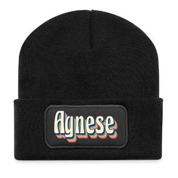 Agnes T-Shirt Retro Vintage T-Shirt Geschenkidee - Recycelte Patch Beanie - Schwarz - Vorne