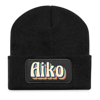 Vintage Retro Aiko T-Shirt T-Shirt Geschenkidee - Recycelte Patch Beanie - Schwarz - Vorne