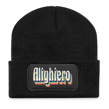 vintage rétro Alighiero t-shirt t-shirt cadeau - Beanie recyclé à patch - noir - Devant