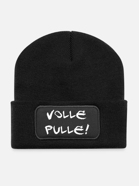 Volle Pulle! - Spruch - Recycelte Patch Beanie - Schwarz