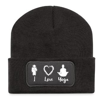 I Love Yoga - Recycled Patch Beanie - dark grey - Front