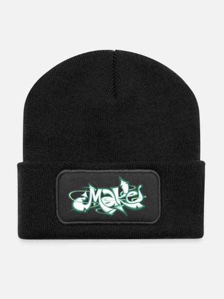 Green word make graffiti - Recycled Patch Beanie - black
