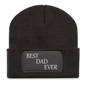 Fête des pères 2026 cadeau Papa Papa Meilleur Papa Jamais - Beanie recyclé à patch - charbon - Devant