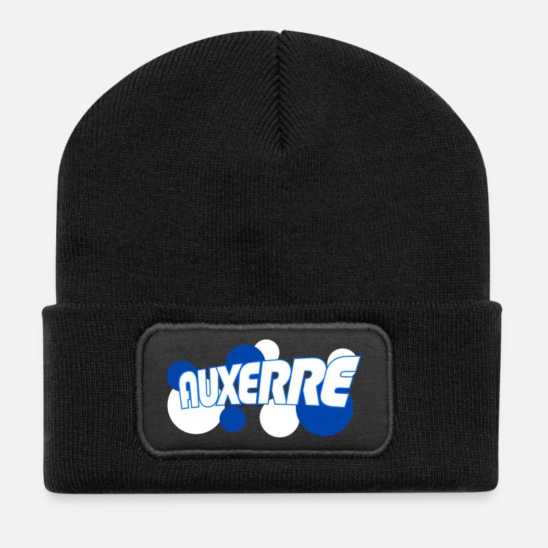 Auxerre Retro Typo Bleu - Beanie recyclé à patch - noir