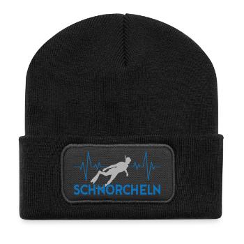 Schnorcheln Herzschlag - Recycelte Patch Beanie - Schwarz - Vorne